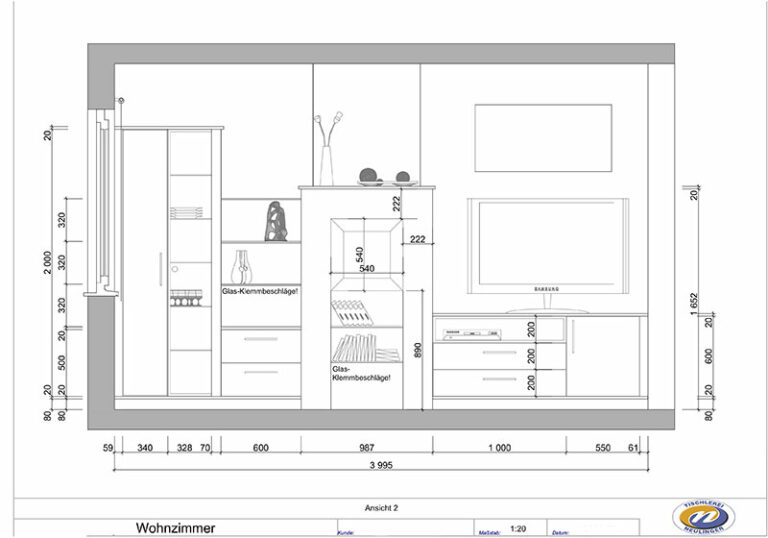 Tischlerei Neulinger - Wohnzimmer Entwurf