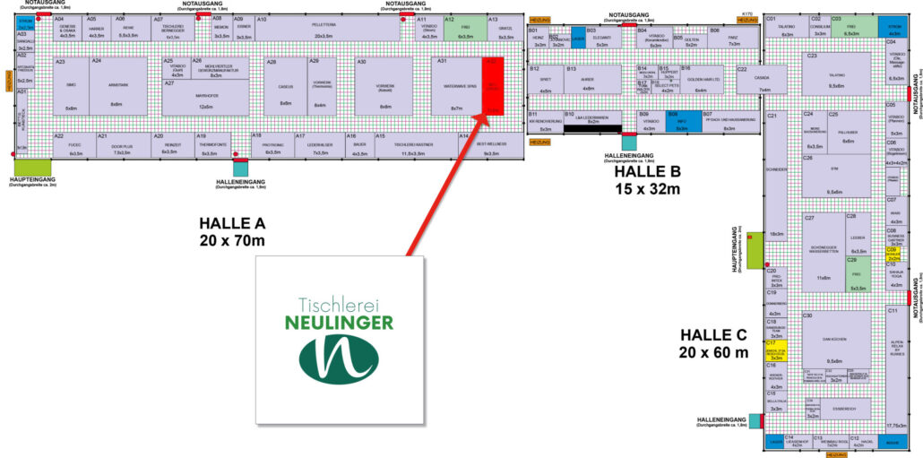 Tischlerei Neulinger - Messe Linzer Frühling 2024 - Standplan